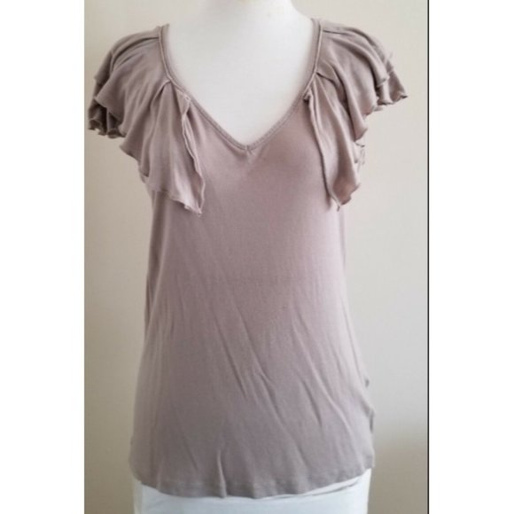 New York & Company Women's V-Neck Ruffle Flutter Sleeves Blouse Top Size Small - Picture 4 of 10